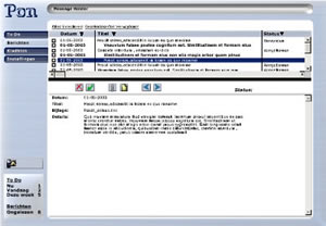 Screenshot van de applicatie op een tablet PC